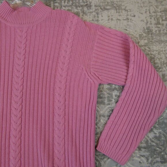 Vintage Partners by Mervyn's Sweater Women's Large Pink Cable Knit Pullover - Picture 4 of 10